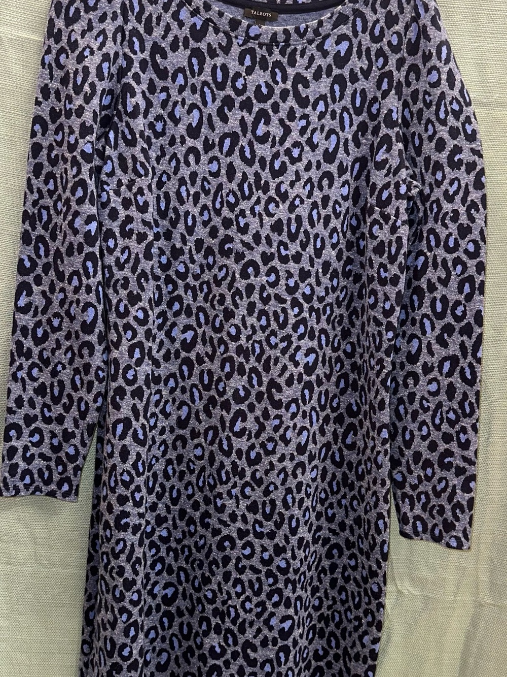 Talbots Purple and Black Leopard Print Knit Dress